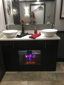 fireplace in bathroom trailer