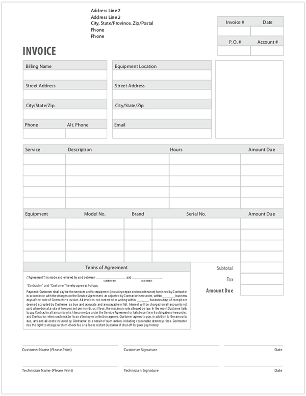 Free HVAC Invoice Template