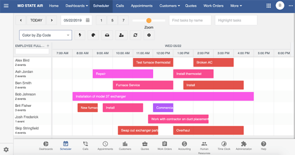 The Bryntum Scheduler in Smart Service 365.