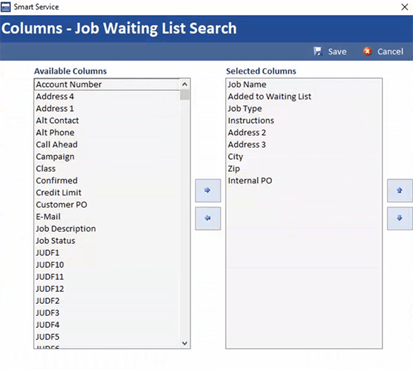 Choose what data appears on the Waiting List