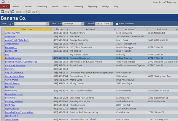 Smart Service customer search