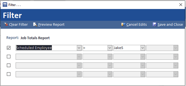 Field Service Reports Filtering