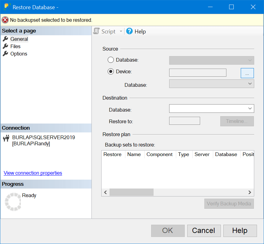 Restore SQL Database