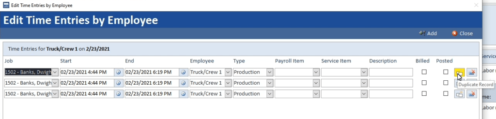 Duplicate Timesheet Records