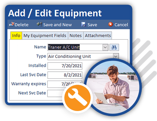 technician updating equipment information