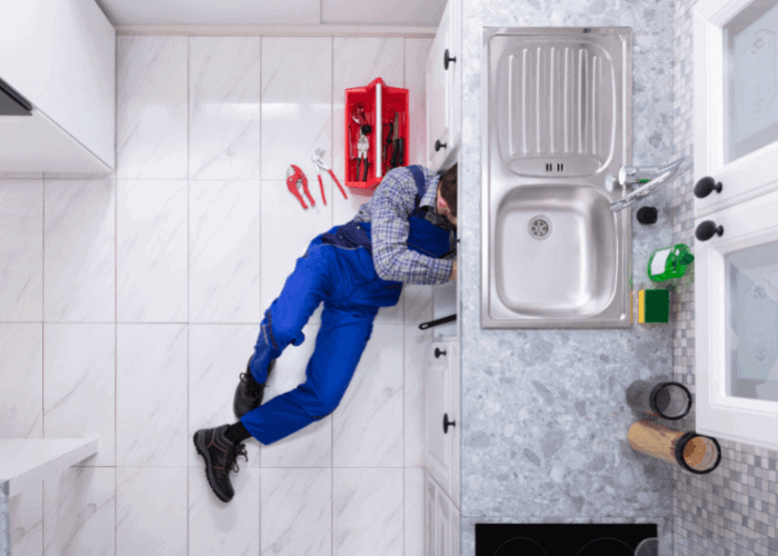 plumber under sink