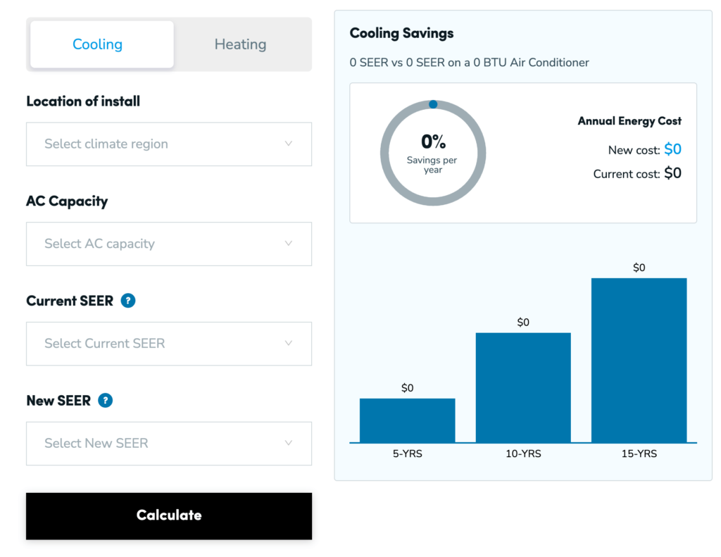 SEER energy savings calculator