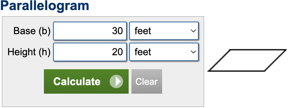 area calculator for a parallelogram