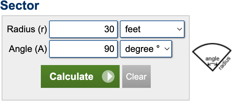 area calculator for a sector