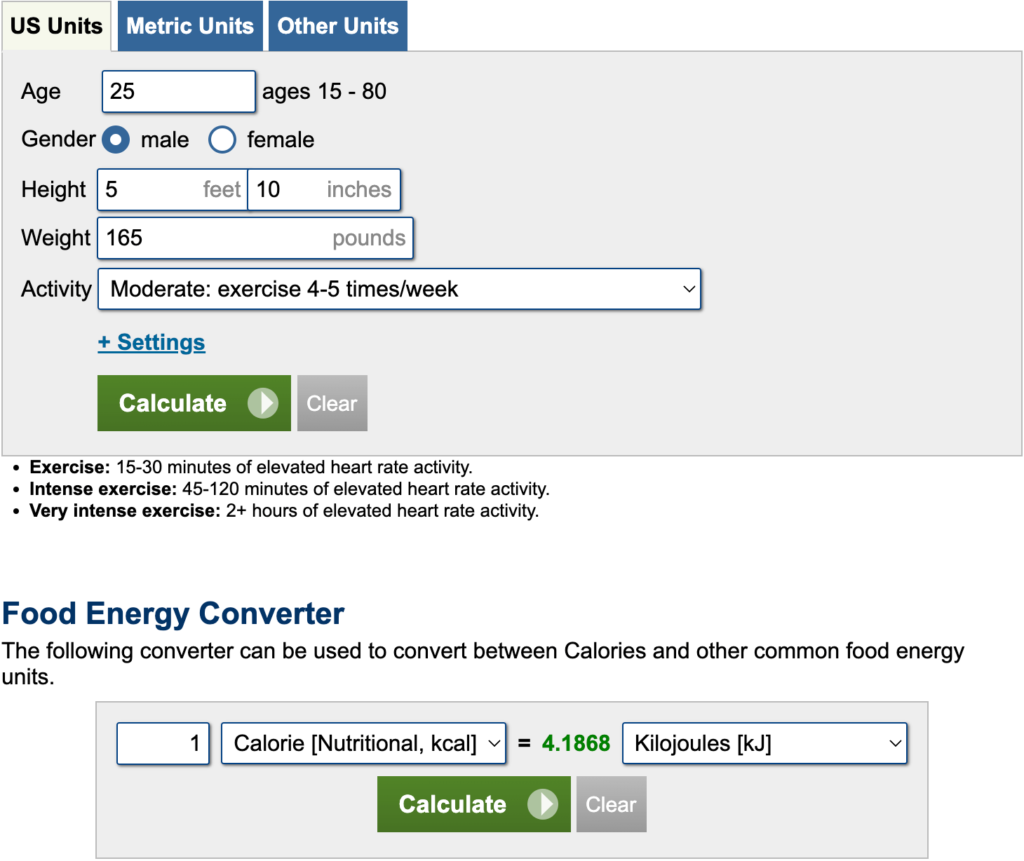 calorie calculator