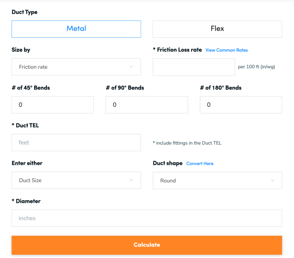 hvac duct calculator