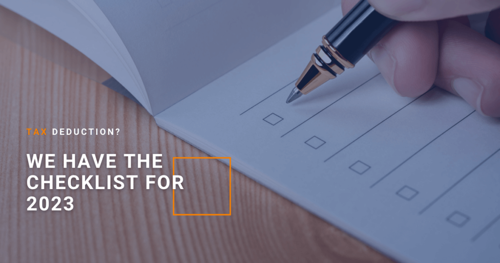 small business tax deductions checklist with text 'we have the checklist for 2023'