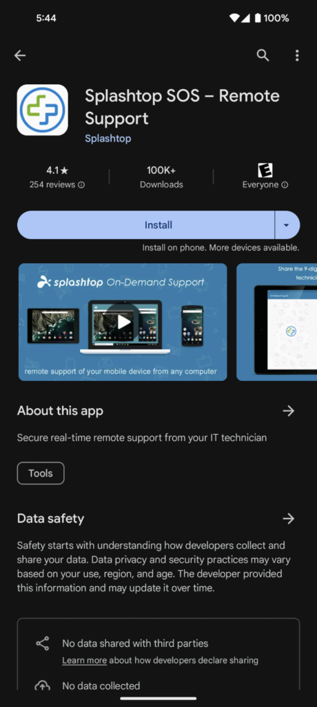 Splashtop SOS Google Play Screenshot
