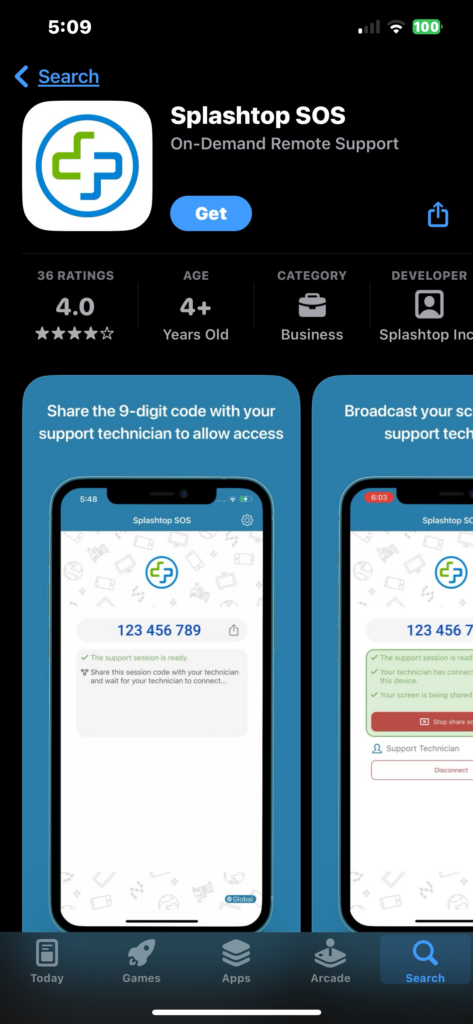 Splashtop SOS iOS Store Screenshot